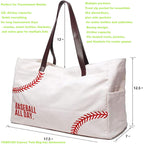 Canvas Tote Bag for Women, Embroidery Baseball Mom Bag, Baseball Mom Accessories, Sports Team Must Have, Baseball Gifts, Baseball-Specific Daily Use for Games, Travel, Gym(X-large white) …