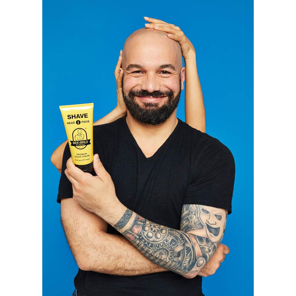 Bee Bald SHAVE Premium Shaving Cream Goes On Light & Slick That's Incredibly Smooth & Quick For Both Face And Head, 6 Fl Oz