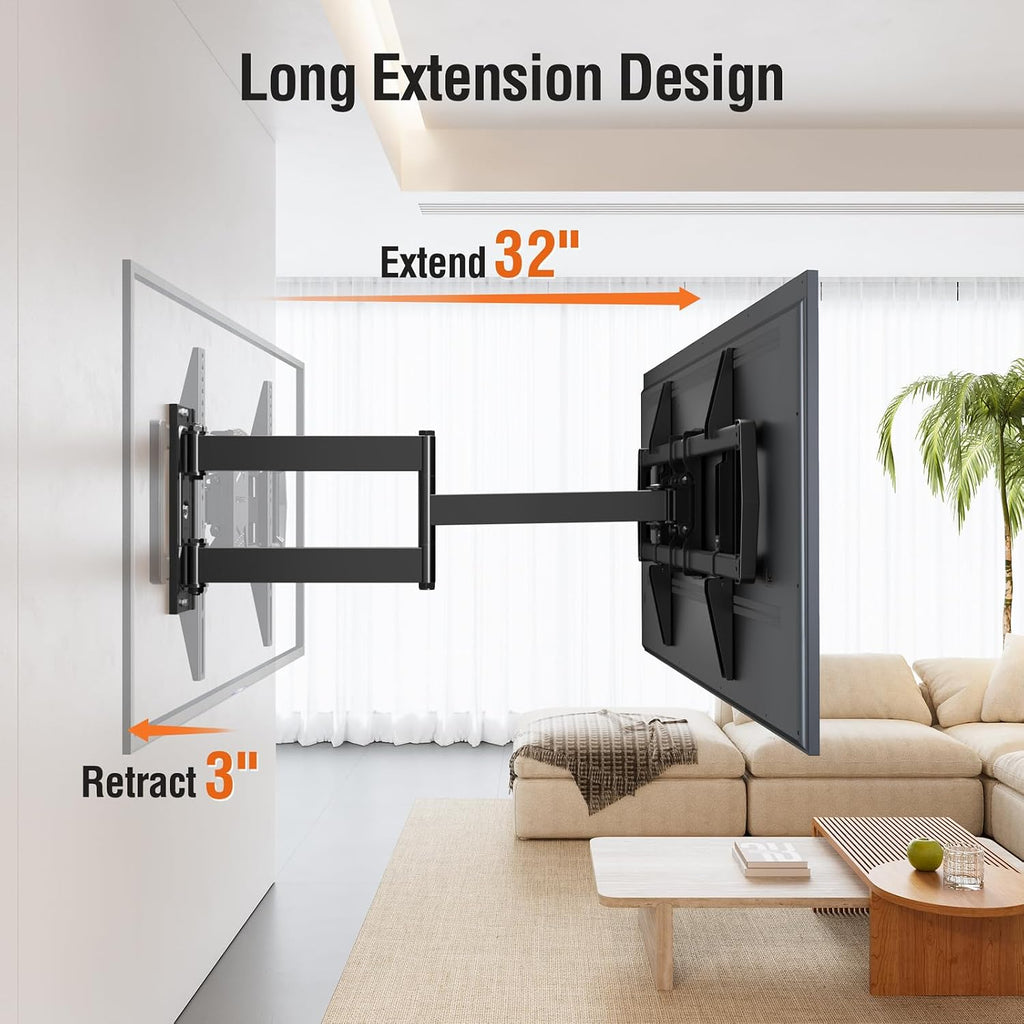 Elived Long Arm Tv Mount For Most 42-75 Inch Tvs, 32" Long Extension Arm Corner Tv Wall Mount, Articulating Wall Mount Tv Bracket Swivel And Tilt, Holds Up To 99 Lbs. Max Vesa 600X400Mm