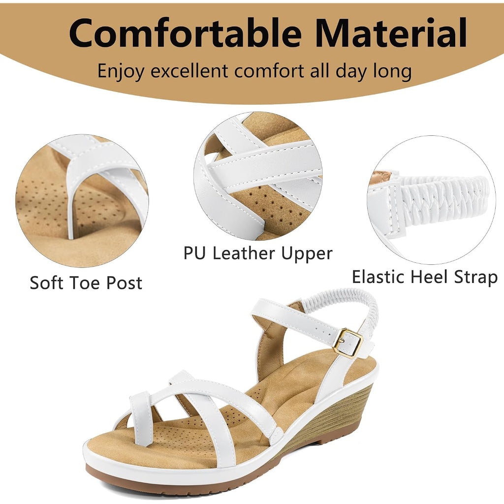 Aomigoct Dressy Womens Wedge Sandals: Comfortable Platform Work Sandals For Women 2026 - Casual Walking Wedding Shoes