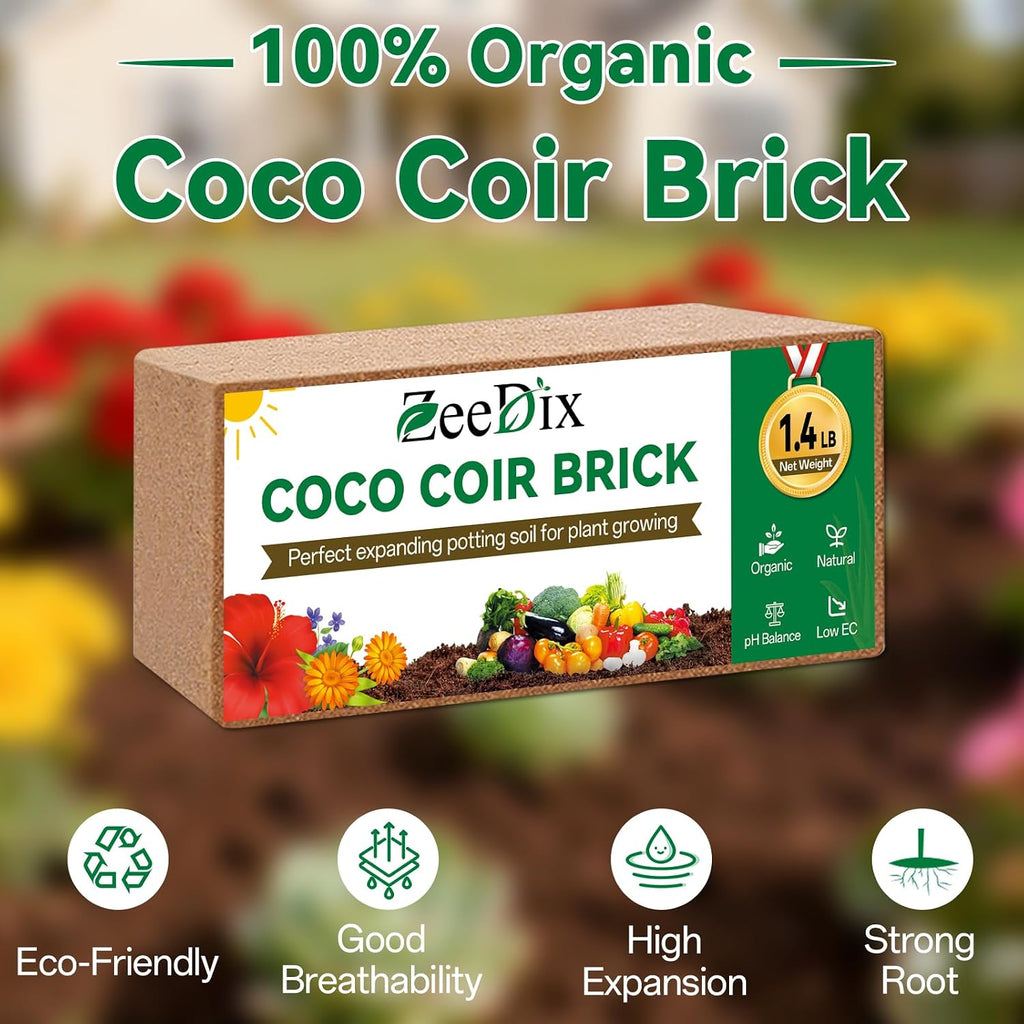 2 Pcs Coco Coir Brick For Plants- 100% Organic Coconut Coir For Garden Soil & Potting Mix, Low Ec And Ph Balance, Compressed Coconut Husk Fiber For Seed Starter Soil For Indoor Outdoor Plants