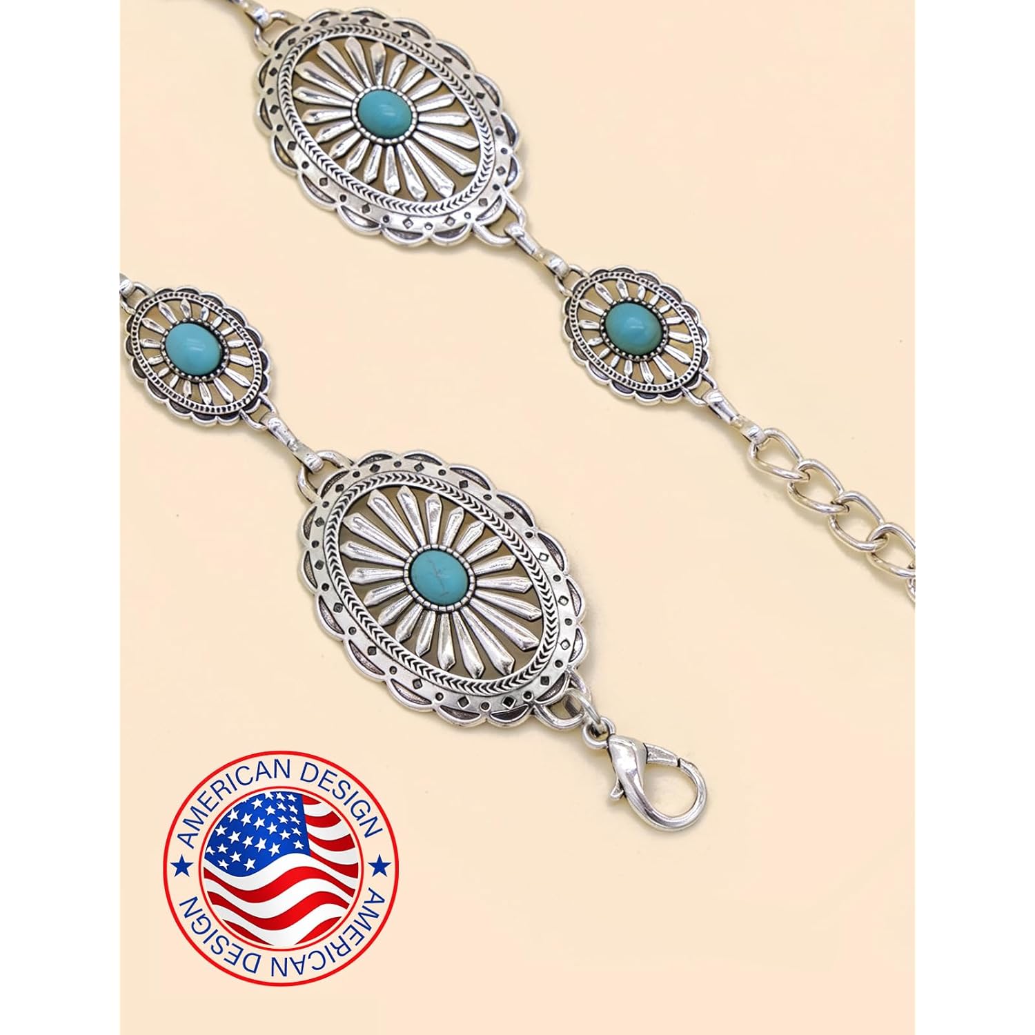 TOPACC Western Metal Concho Belt for Women Cowgirl Chain Belts for Dresses Jeans Country Concert Outfit