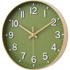 Hzdhclh Wall Clocks Battery Operated,Wall Clock Green Gold,8 Inch Wall Clock Silent Non Ticking Modern 3D Numbers For Kitchen Bedroom Living Room Office Classroom Decor