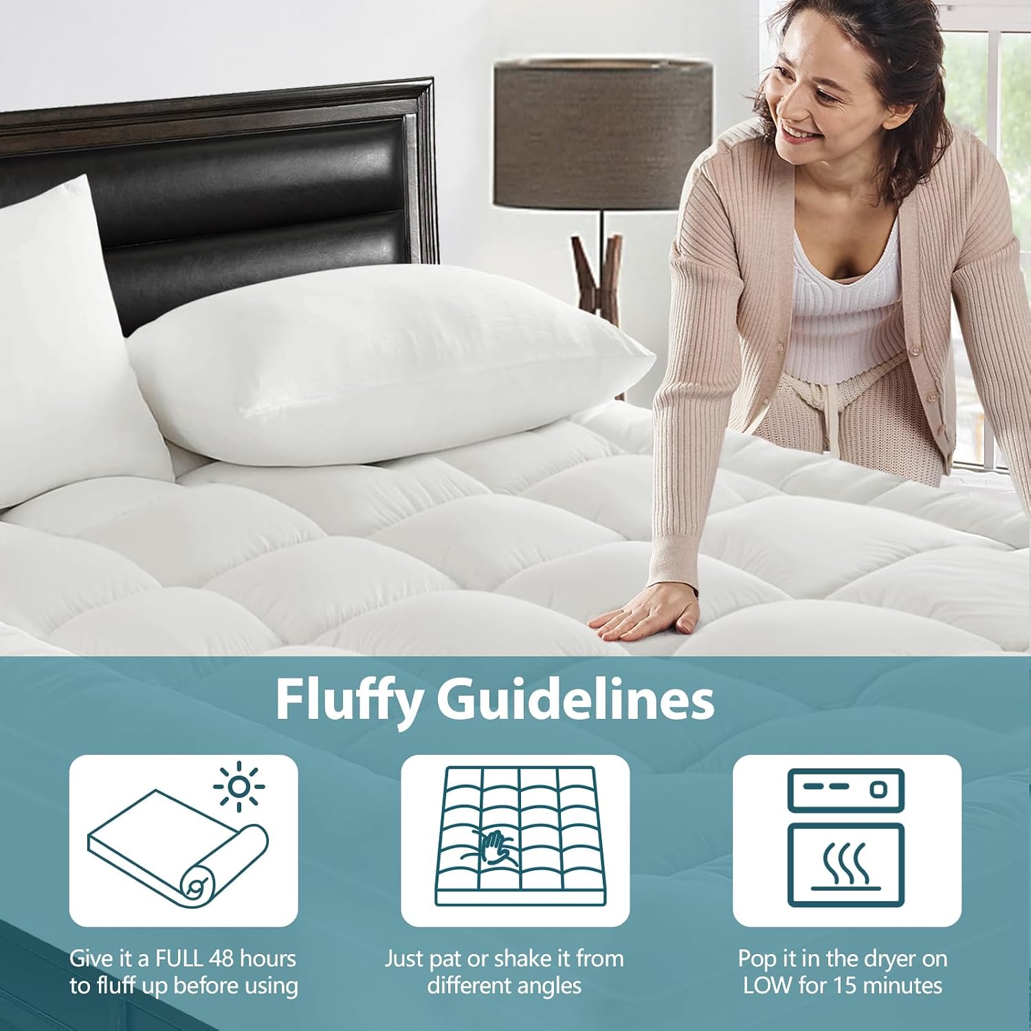 Queen Mattress Topper For Back Pain - Extra Thick Cooling Mattress Pad Cover For Queen Size Bed - Soft Mattress Protector Pillow Top With 8-21 Inch Deep Pocket 3D Snow Down Alternative Fill