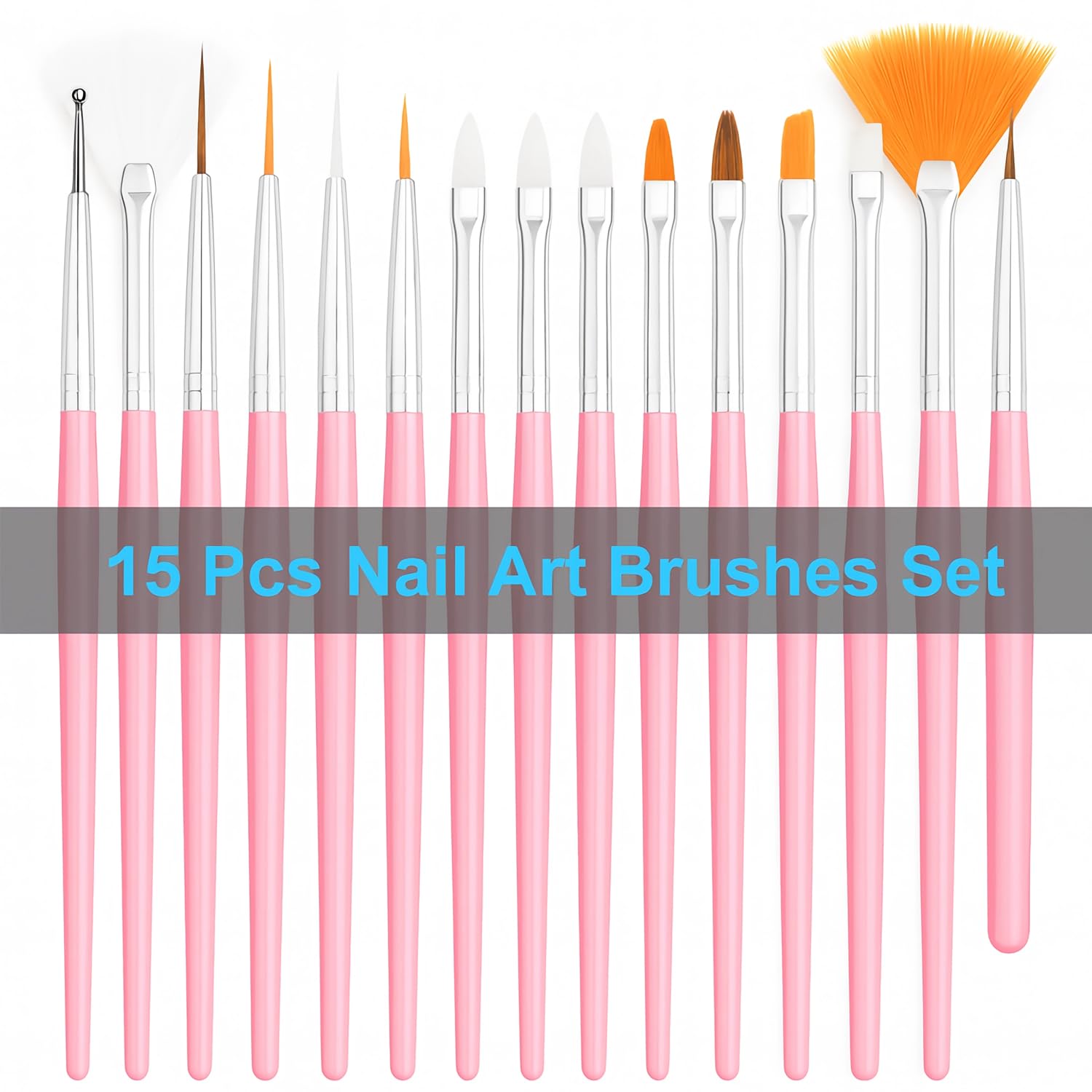 Nail Art Tools Kit – 15 Nail Art Brushes, 5 Double End Dotting Pens, Nail Stand Holders, Tweezers & 100 Adhesive Putty Tabs – Nail Design Tools Set for Acrylic, Gel, DIY & Salon Use