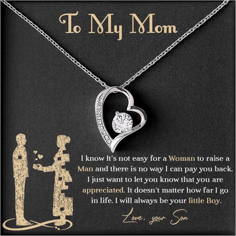 Meaningful Gift to Mom from Son – I Love You Necklace, Sentimental Birthday Gift for Mom, Unique Moms Birthday Gift Ideas
