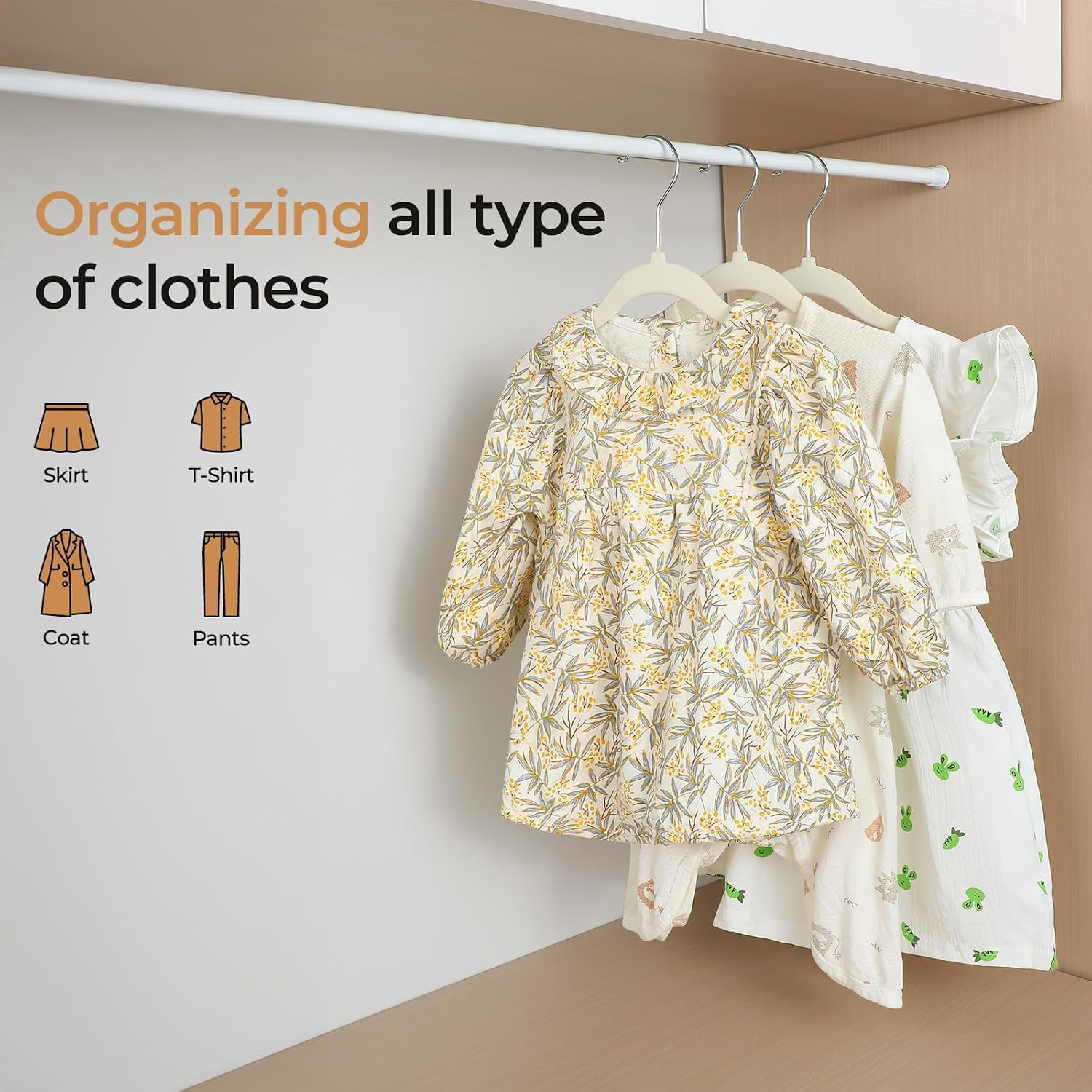 Kids Velvet Hangers, 50 Pack, 11.8 In Non-Slip Baby & Toddler Clothes Hangers, Baby Felt Hangers With Notches & 360° Swivel Hooks For Space-Saving, Beige