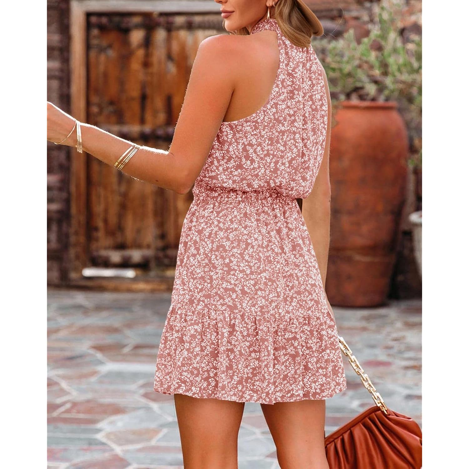 Summer Dress For Women Chiffon Blouses Skirt Spaghetti Sleeveless Tops Halter Ruffle Romper Sun Flowy Summer Outfits