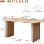 70.8" Oval Table For 4 6 Person, Modern Farmhouse Kitchen Dinner Table For Living Receiption Room, Natural
