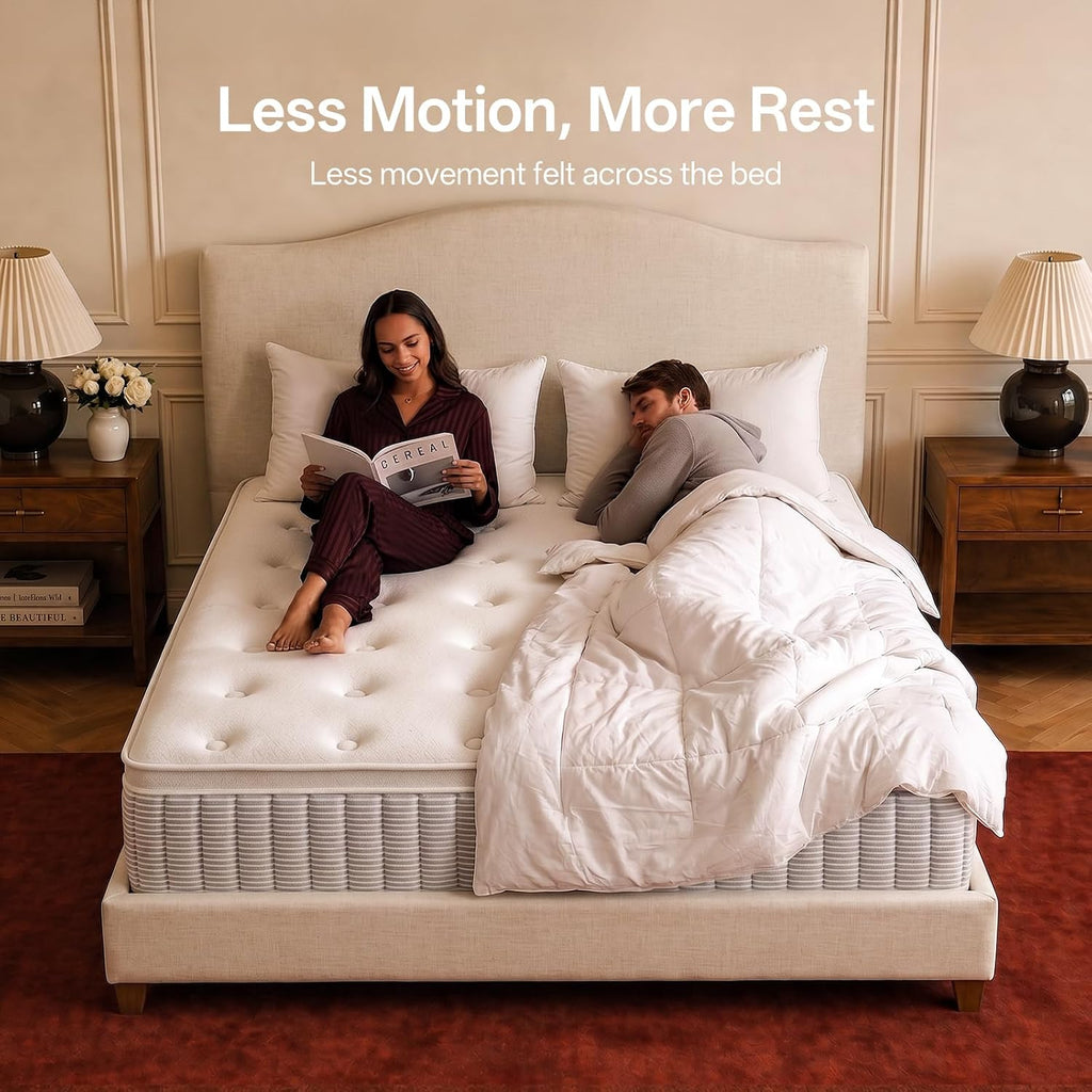 Comfbox Queen Mattress, 14 Inch Springs Matress, Bed In A Box, Soft And Breathable, Pressure Relief & Motion Isolation, Medium Firm Feel (Queen, 14, 14, Inches) (Queen, 14, 14, Inches)