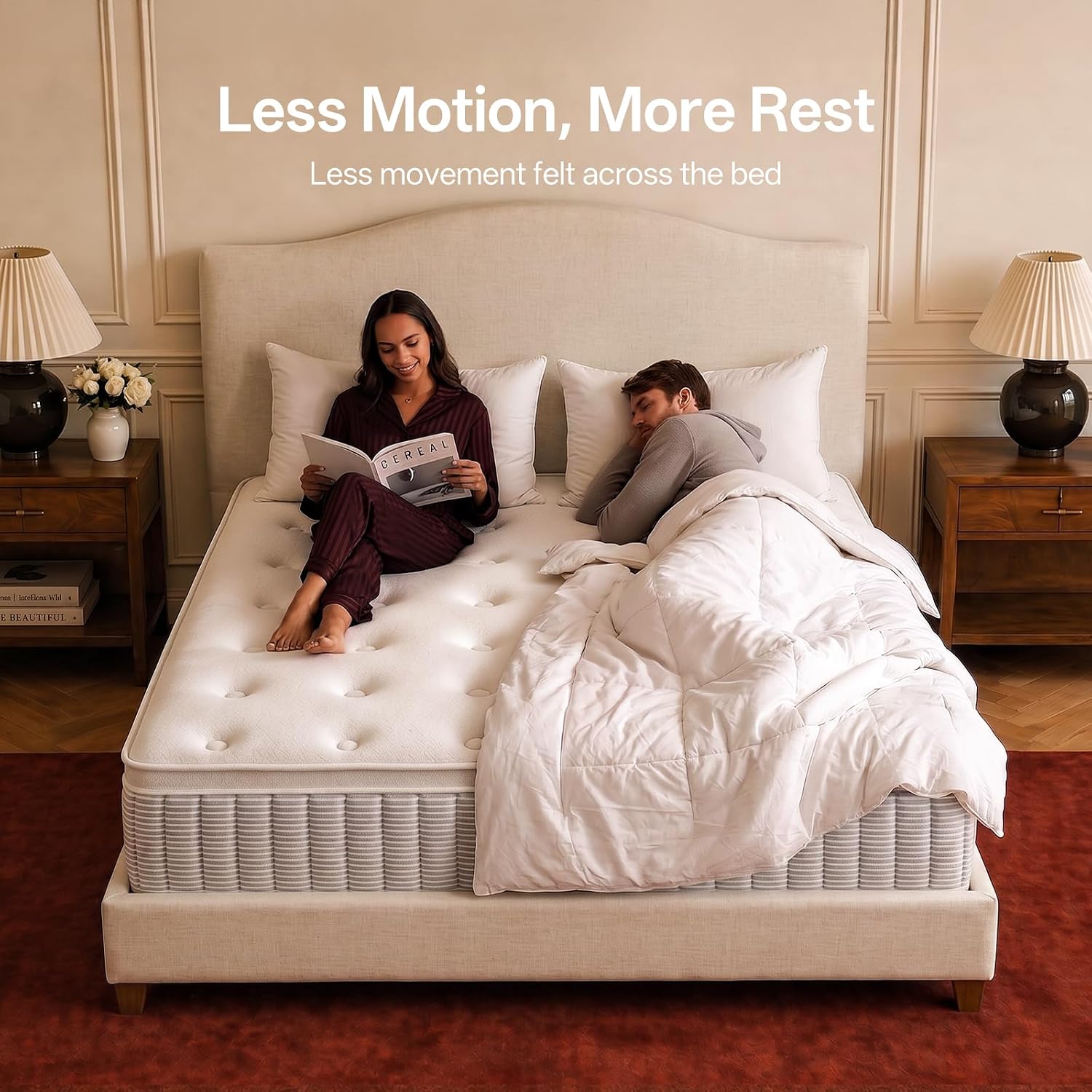 Comfbox Queen Mattress, 14 Inch Springs Matress, Bed In A Box, Soft And Breathable, Pressure Relief & Motion Isolation, Medium Firm Feel (Queen, 14, 14, Inches) (Queen, 14, 14, Inches)