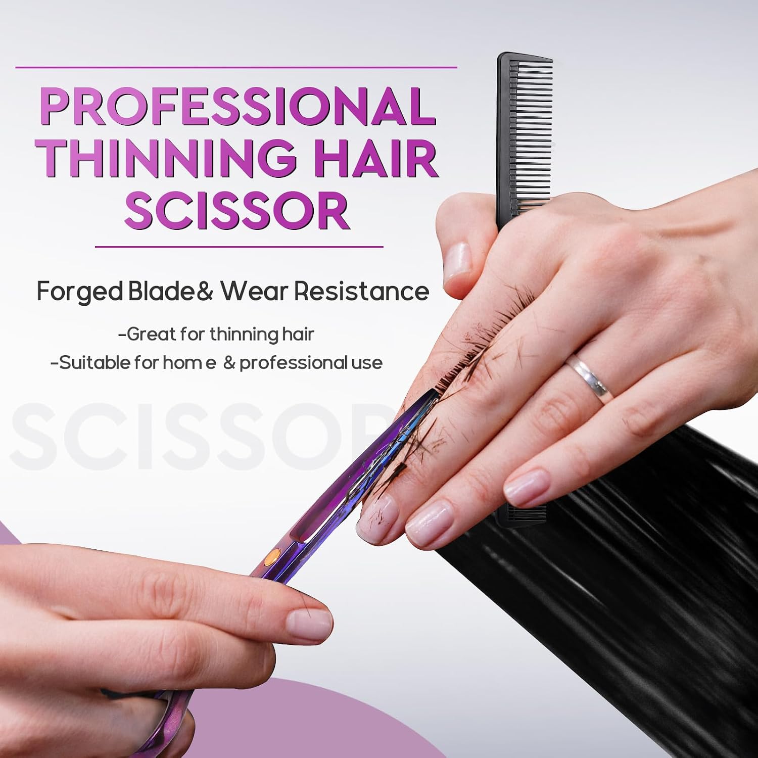 Jason Hair Cutting Scissors Professional - 10 Pcs Haircut Scissors Set, Thinning Shears For Hair Cutting With 30 Teeth, Straight Shears For Men Women Home Salon Barber Purple