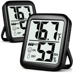 2 Pack Room Thermometer For Home, Hygrometer Indoor Humidity Meter Gauge, Digital Temperature And Humidity Monitor Sensor For House, Terrarium, Incubator, Greenhouse - Battery Included