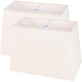 Wellmet Set Of 2 Rectangle Lampshade, No Assembly Required,12" X14" X10" | Creamwhite Fabric Lampshade, Replacement Classic Modern Lamp Shade For Table Lamp,Bedside Lamp,Floor Lamp,0.43" Spider Fitter