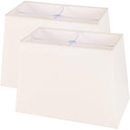 Wellmet Set Of 2 Rectangle Lampshade, No Assembly Required,12" X14" X10" | Creamwhite Fabric Lampshade, Replacement Classic Modern Lamp Shade For Table Lamp,Bedside Lamp,Floor Lamp,0.43" Spider Fitter