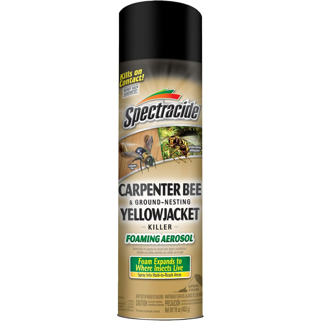 Spectracide Carpenter Bee And Ground-Nesting Yellowjacket Killer Foaming Aerosol 16 Ounces, Expands To Where Insects Live, Yellow