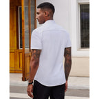 Stretch Dress Shirts For Men Short Sleeve Slim Fit Casual Button Down Shirts Muscle Fit Men'S Dress Shirts