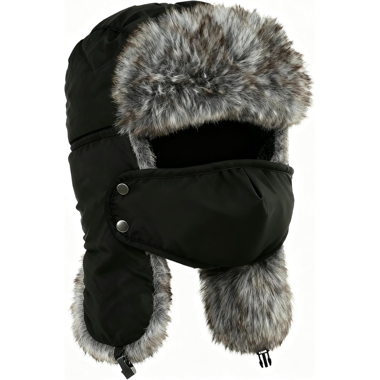 Buauty Fur Trapper Hat for Men Women Winter Windproof Soft Russian Ushanka Hats with Warm Ear Flaps & Removable Mask
