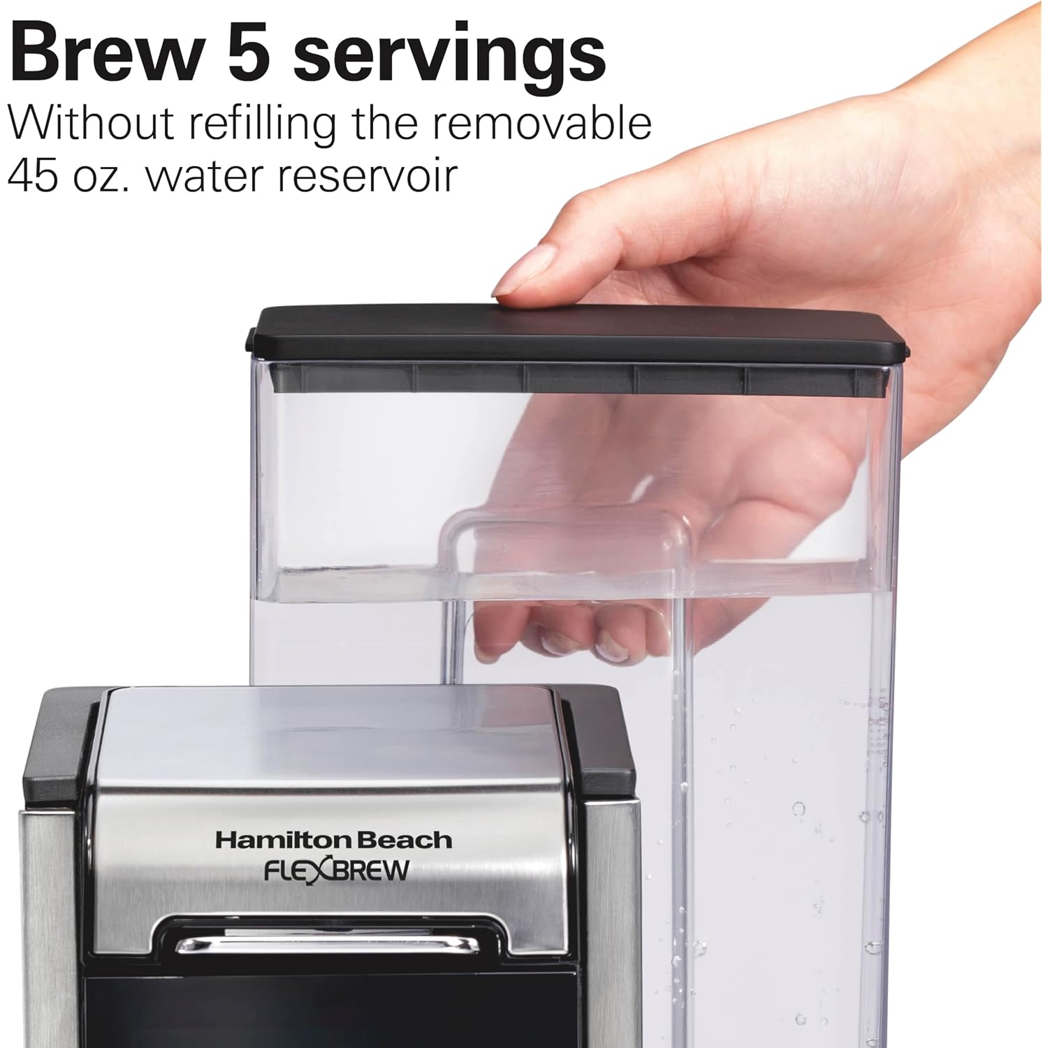 Hamilton Beach Flexbrew Advanced 4-In-1 Single Serve Coffee Maker | Hot & Iced Coffee Maker | Removable 45 Oz. Reservoir | Uses Pod Packs & Grounds | Fast Brewing | Black