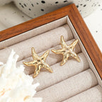 14K Gold Plated Starfish Earrings for Women Trendy, Boho Summer Beach Starfish Earring Gold Statement Hypoallergenic Studs Vacation Outfits Accessories Jewelry