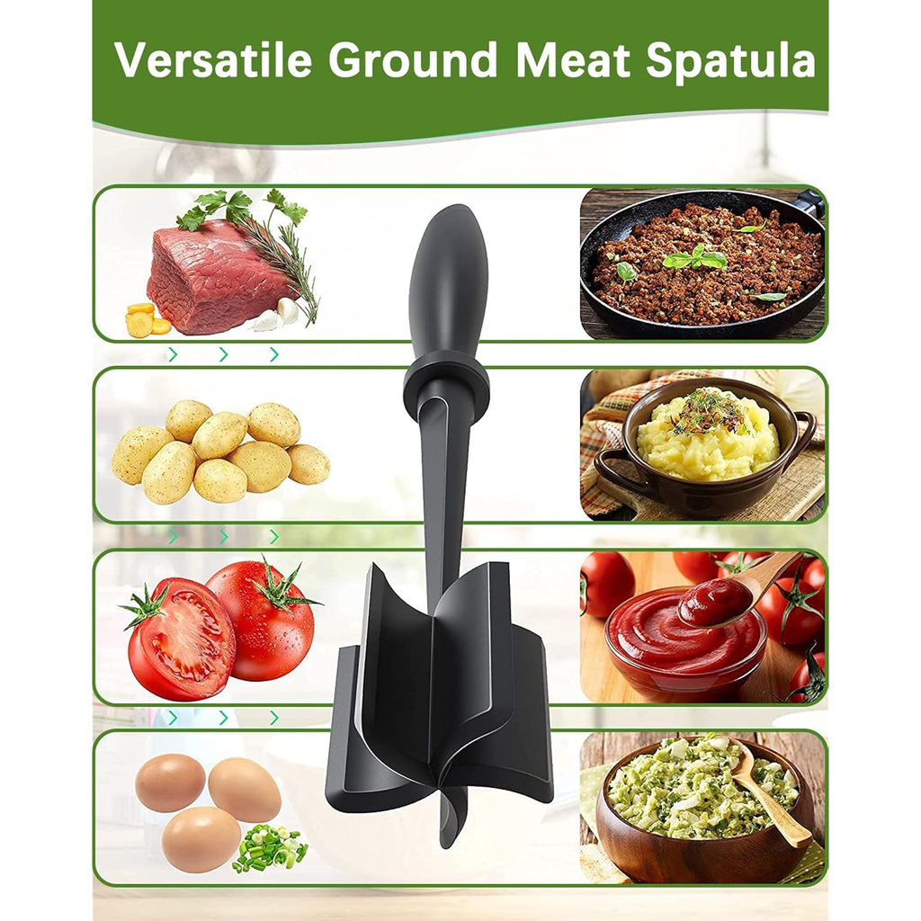 Upgrade Meat Chopper, Heat Resistant Meat Masher For Hamburger, Ground Beef Smasher, Nylon Hamburger Grinder Utensil For Ground Beef, Non Stick Mix Ground Chopper, Mix And Chop Potato Masher Tool