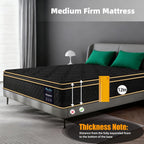 Queen Mattress 12 Inch Medium Firm Hybrid Mattress Queen Size Memory Foam Pocket Springs Queen Bed Matress In A Box For All Sleeping Positions Motion Isolation Comfortable Sleep (Black, Queen 12 Inch)