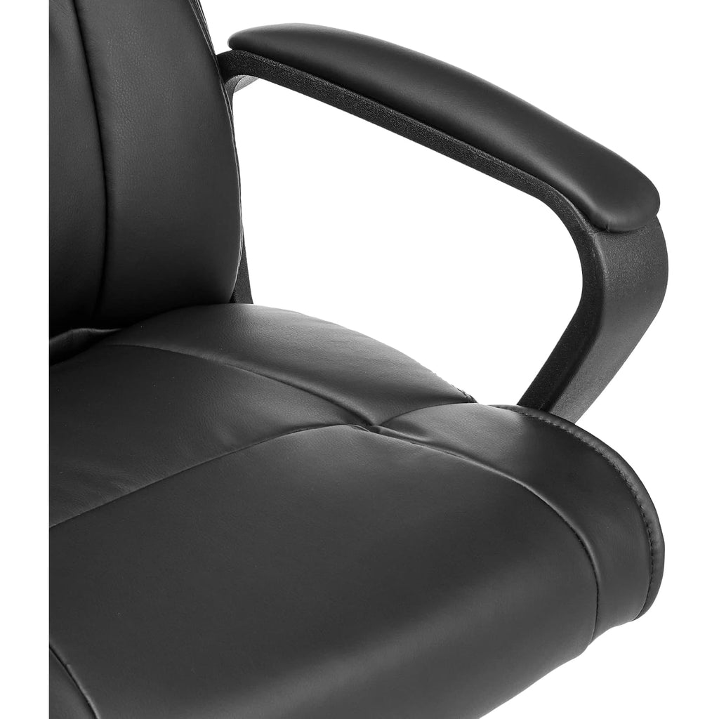 Amazon Basics Office Task Chair With Adjustable Height, 360° Swivel, Padded Armrests, Mid-Back, Rolling, 275 Pound Capacity, 24.2"D X 24"W X 34.8"H, Black Faux Leather