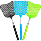 Telescopic Fly Swatter, Begonia Fly Swatter For Indoors,Manual Plastic Flyswatter Heavy Duty With Stainless Steel Telescopic Handle (3 Pack)