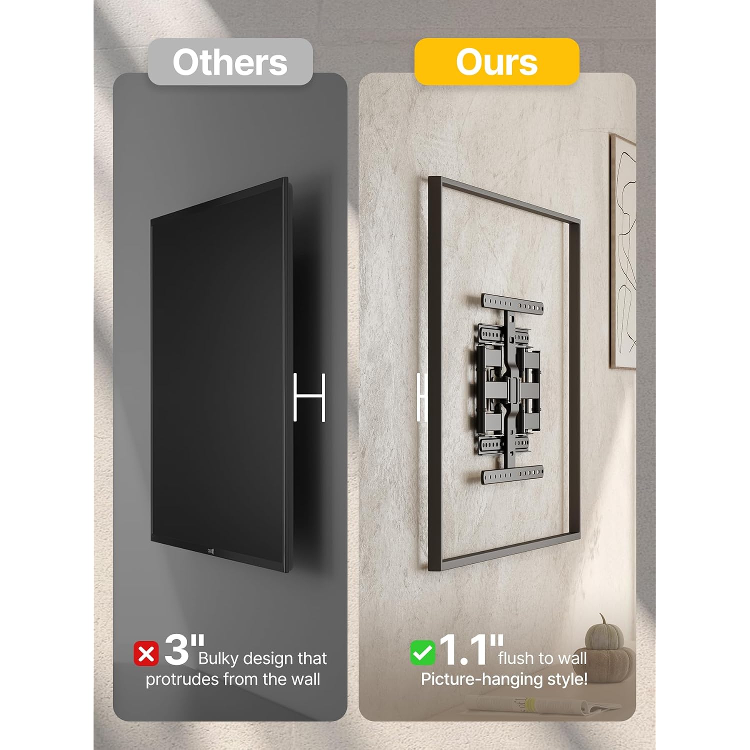 Montek Ultra Slim Tv Wall Mount For 43-90 Inch Tvs | 1.1" Thin Low Profile Full Motion Bracket | Dual Swivel Articulating Arms With Tilt | Max Vesa 600X400Mm | Holds 132Lbs | Fits 16"/18" Studs
