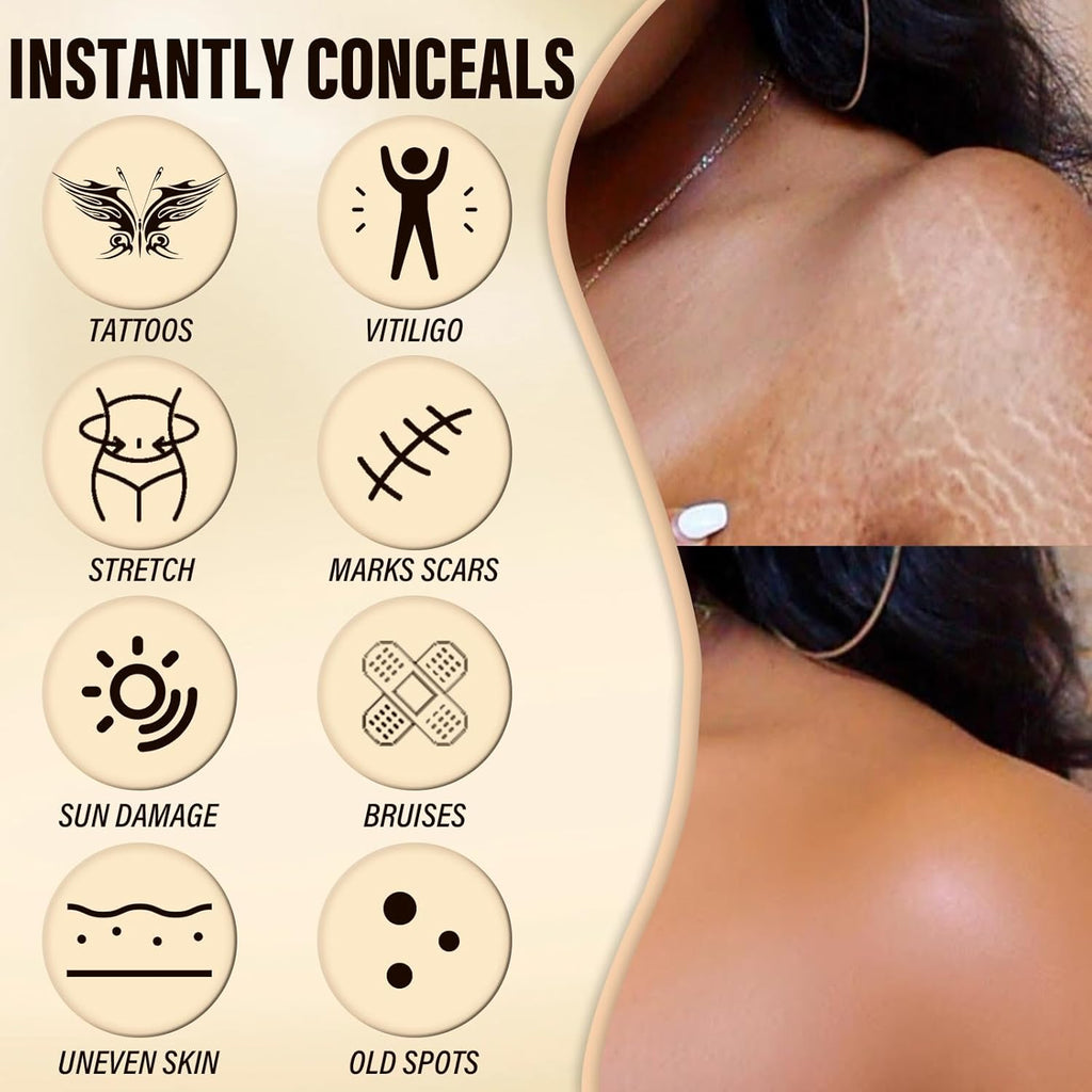 Legs Makeup Waterproof with Brush,No Transfer Body Concealer,Tattoo Cover Up Makeup Waterproof,Long Last Body Foundation for All Skin Tones,100ML (Medium)