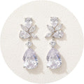 SWEETV Elegant Bridal Wedding Earrings for Brides, Bridesmaids, Cubic Zirconia Teardrop Dangle Earrings for Women Formal Jewelry