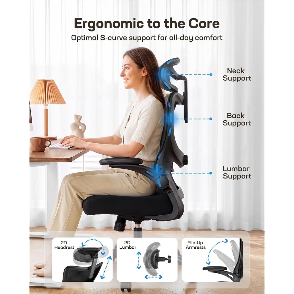 Huanuo Ergonomic Office Chair With 3D Armrests, Adjustable Lumbar Support