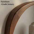 Solid Wood 30"X20" Dark Walnut Organic Irregular Wall Mirror Decor | Rich Grain And Asymmetrical Shape Add Mcm Warmth To Entryways, Hallway Walls, Powder Rooms, Console Tables, Small Spaces