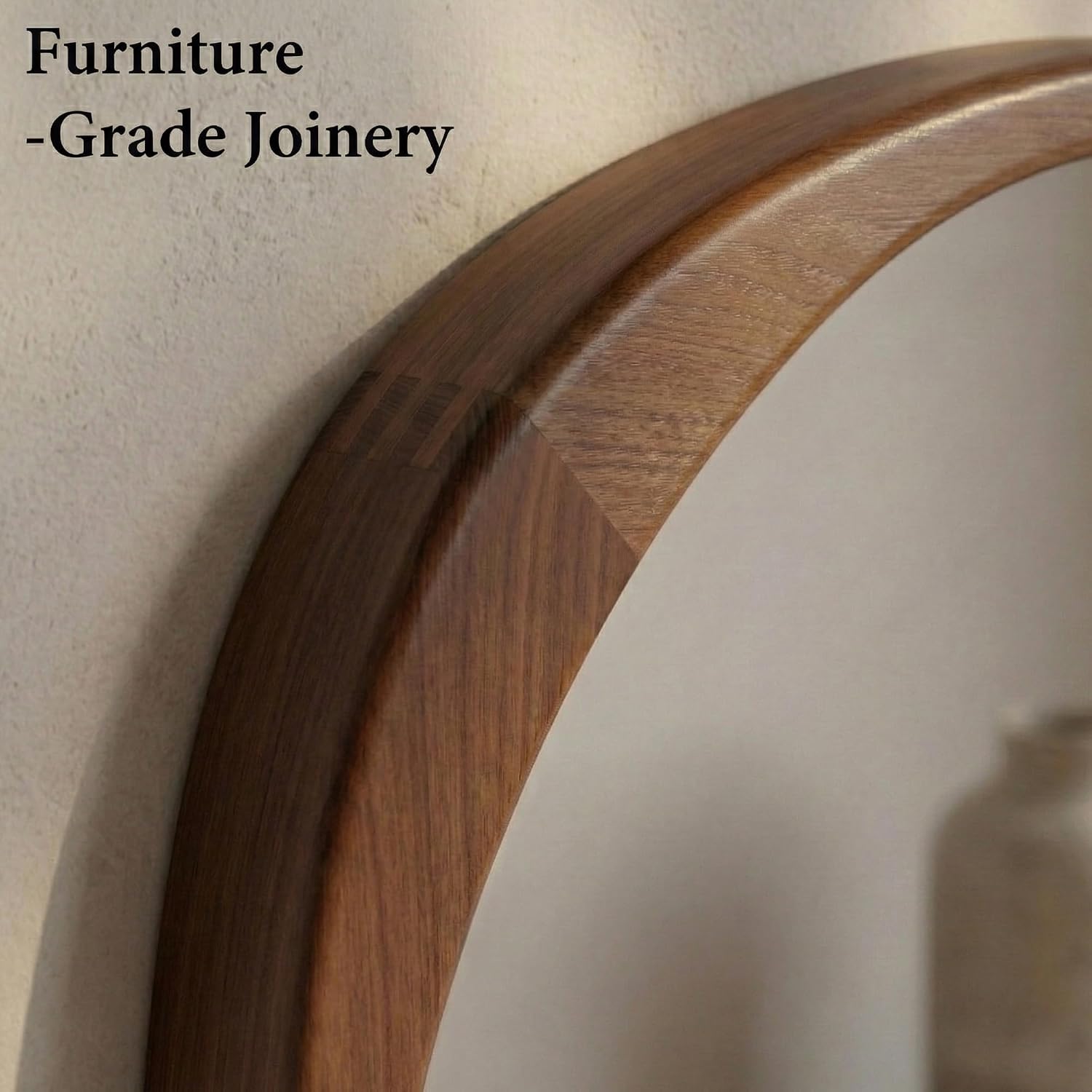 Solid Wood 30"X20" Dark Walnut Organic Irregular Wall Mirror Decor | Rich Grain And Asymmetrical Shape Add Mcm Warmth To Entryways, Hallway Walls, Powder Rooms, Console Tables, Small Spaces