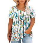 Plus Size Tops For Women Casual Summer Crew Neck Tunics Short Sleeve Loose Shirts Blouses 1X-5X