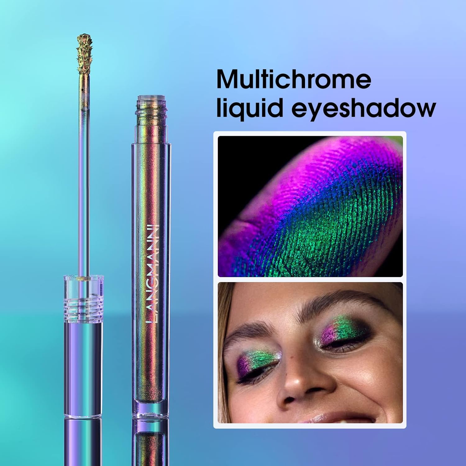 Metallic Liquid Chameleon Eyeshadow, Multi-Dimensional Eye Looks, Long-lasting Holographic Glitter Multichrome Eyeshadows Makeup (#Peacock+Wonder+Ember)
