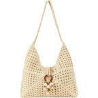 Peicees Crochet Summer Purse, Boho Woven Purse For Travel Beach Vacation Cruise Knit Shoulder Bag For For Women Ladies