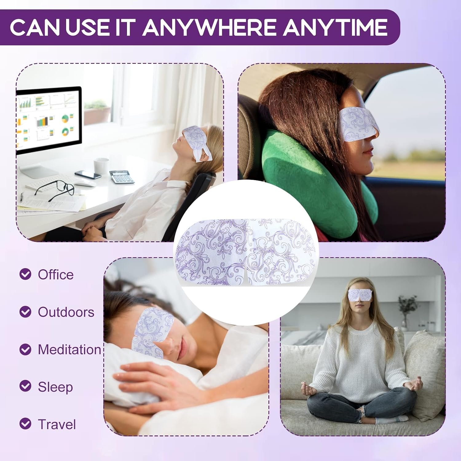 24 Pack Steam Eye Masks For Dry Eyes, Self Heated Steam Warm Eye Mask, Disposable Heated Eye Mask For Dark Circles, Puffy Eyes, Relief Stress Eye Fatigue (Unscented)