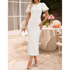 Zesica Women'S Summer Short Sleeve Bodycon Midi Dress 2026 Spring Elegant Formal Wedding Guest Cocktail Party Dresses