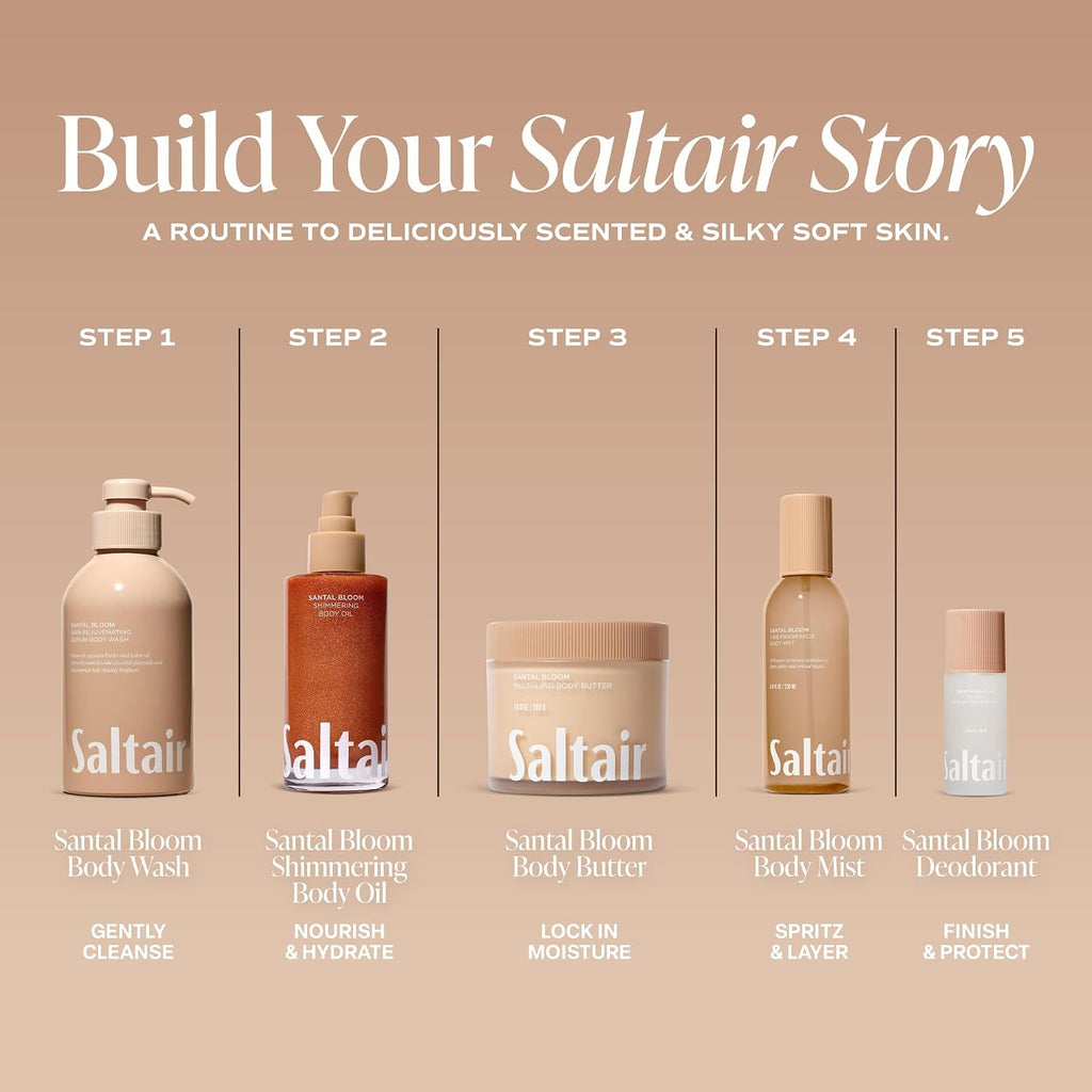 Saltair Shimmering Body Oil - Santal Bloom Scented Dry Oil Moisturizer With Light-Reflecting Pearl Pigments. Moisturizing Glow For All Skin Types - 4 Fl Oz