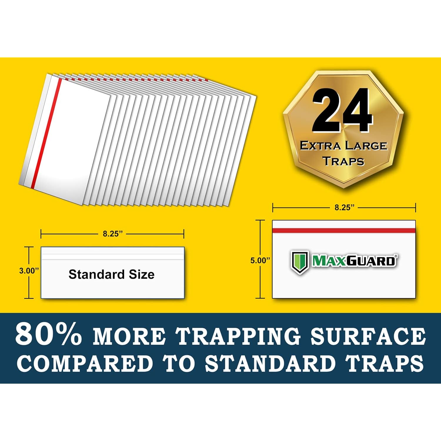 Maxguard Window Fly Traps (24 Xl Traps) Catch & Kill Houseflies, Flying Insects & Bugs. Non-Toxic Sticky Glue Traps Fly Killer Clear Strip Insect Catcher Safe No Zapping With Zapper |