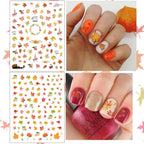 TailaiMei 3D Thanksgiving Nail Decals Stickers, Self-Adhesive Autumn Nail Art Decorations, Design for Fall Maple Leaves Pumpkin Turkey(1154 Pcs, 10 Sheets)
