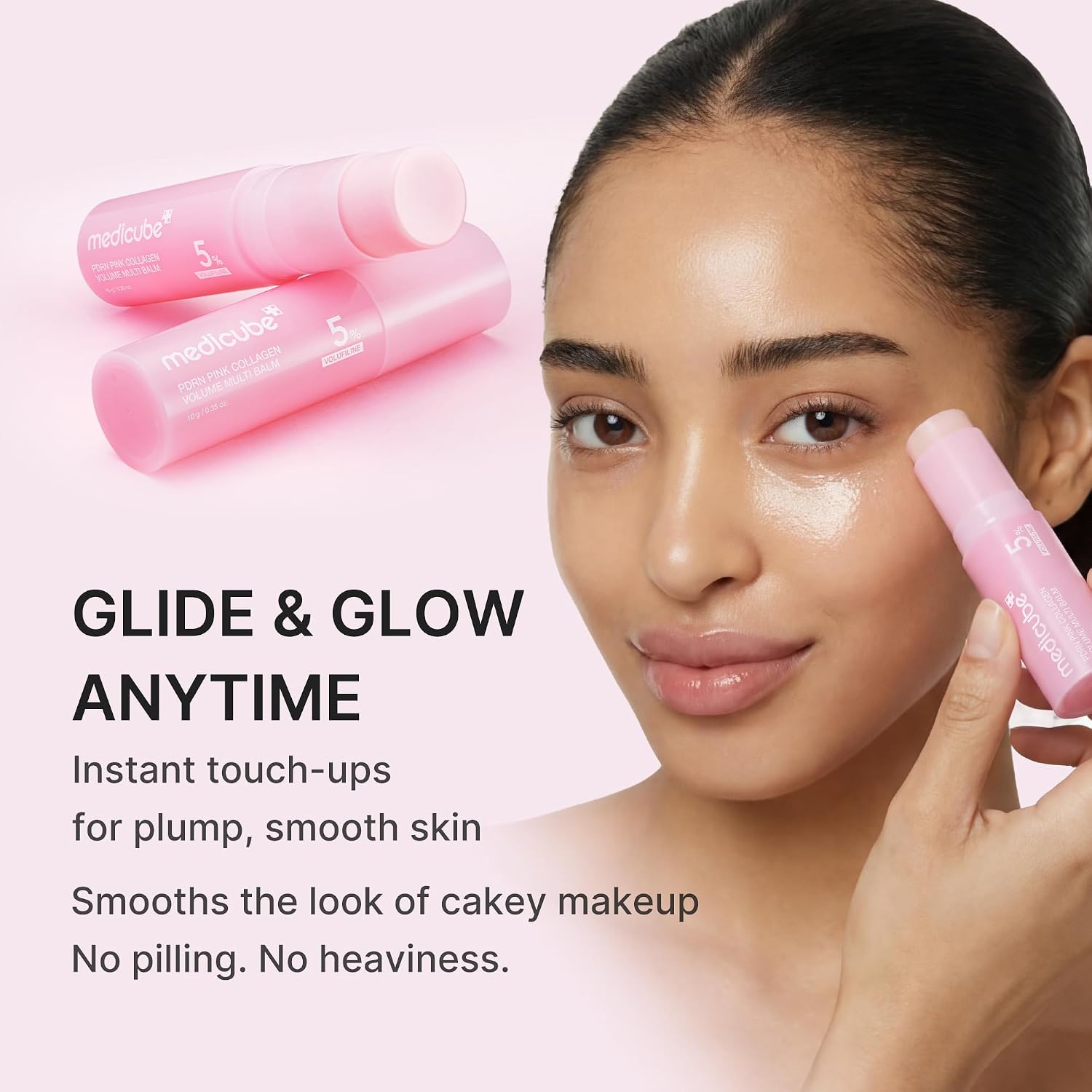 Medicube Pdrn Pink Collagen Volume Multi Balm Stick | Volufiline, Pdrn, Nad, Collagen | Face & Body Balm For Under-Eyes, Neck, Forehead, Smile Lines, Lips | Plumping, Radiance, Line Care | K-Beauty