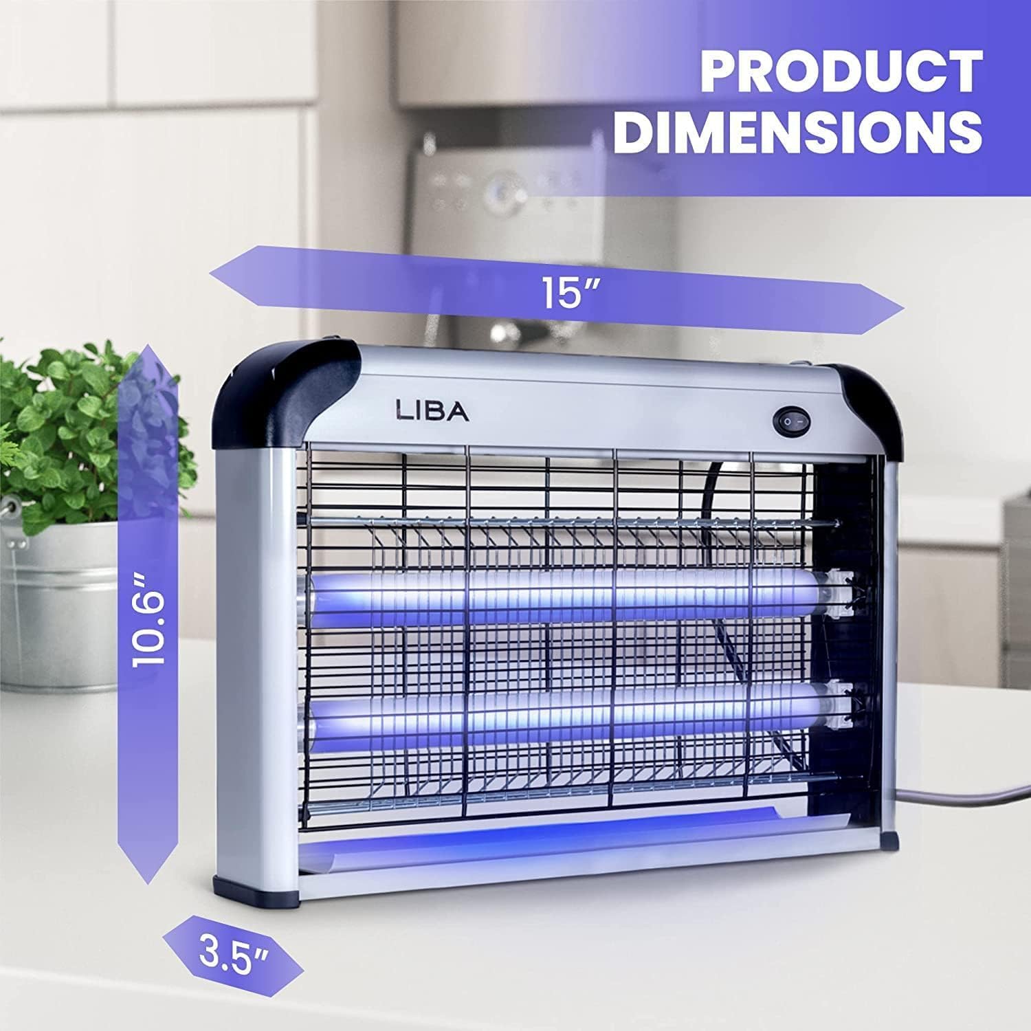 Liba Electric Bug Zapper 2-Pack Indoor Insect Killer 2800V With 4 Bulbs | 2800V Grid Kills Flies And Mosquitoes,Mosquito Killer And Repellent, Includes 4 Bulbs, Removable Washable Tray, Easy-To-Clean