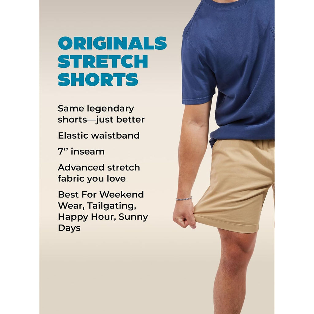 Chubbies Chino Shorts Men 7 Inch - Mens Shorts Casual With Elastic Waistband, Side And Back Pockets, Stretch Cotton Blend