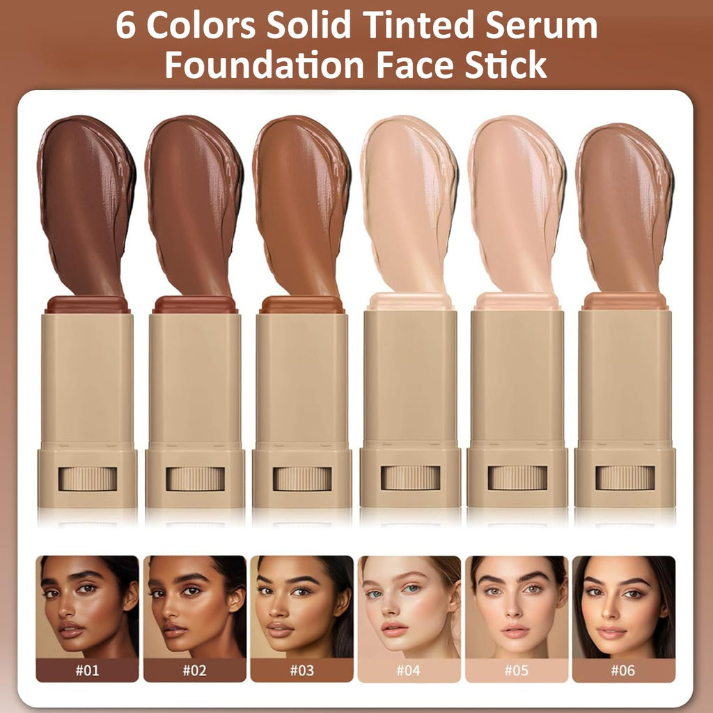 Beauty Balm Serum Boosted Skin Tint, Foundation Stick, Tinted Moisturizer for Face, Full Coverage Foundation, Concealer Stick for Foundation Makeup, Contour Sticks for Face Makeup, Dewy Finish (#06)