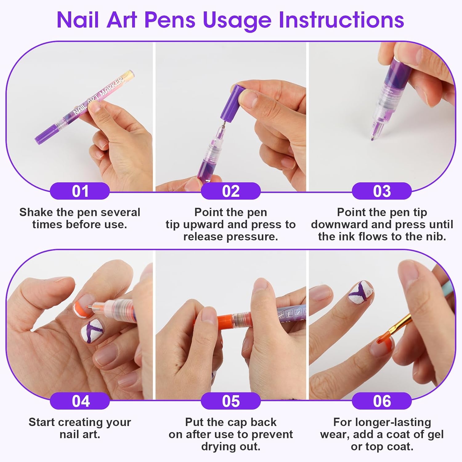 Pintada 12 Color Nail Art Pens Set - 0.5mm Fine Tip Nail Art Markers with Stickers, Leak-Proof Nail Pens for DIY Nail Art, Greeting Cards & Crafts
