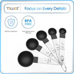 Measuring Cups & Spoons Set, Stackable Cups And Spoons | Nesting Measure Cups With Stainless Steel Handle, Kitchen Gadgets For Cooking & Baking (Black)