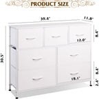 WLIVE 7 Drawer Dresser TV Stand, Dressers for Bedroom, Fabric Storage Tower, Hallway, Entryway, Closets, Sturdy Steel Frame, Wood Top, Easy Pull Handle, White