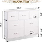 Wlive 7 Drawer Dresser Tv Stand, Dressers For Bedroom, Fabric Storage Tower, Hallway, Entryway, Closets, Sturdy Steel Frame, Wood Top, Easy Pull Handle, White